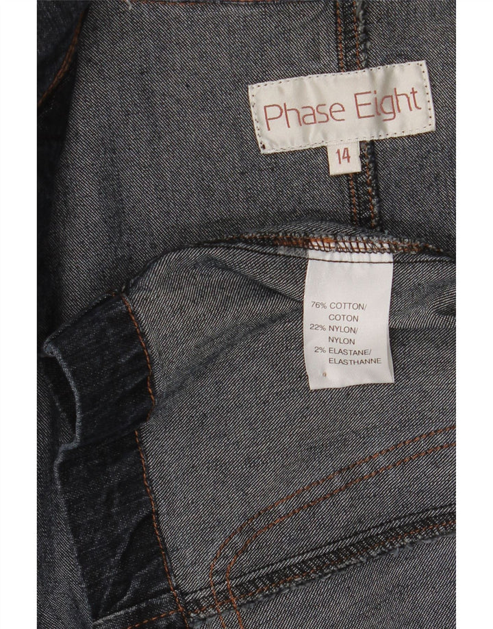 Phase Eight Damen-Blazerjacke mit 3 Knöpfen, UK 14, mittelmarineblaue Baumwolle