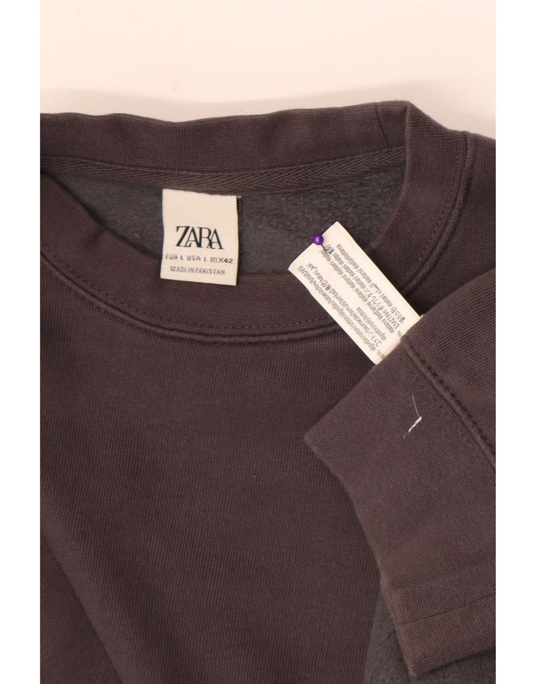 Zara Herren-Sweatshirt-Pullover, große graue Baumwolle