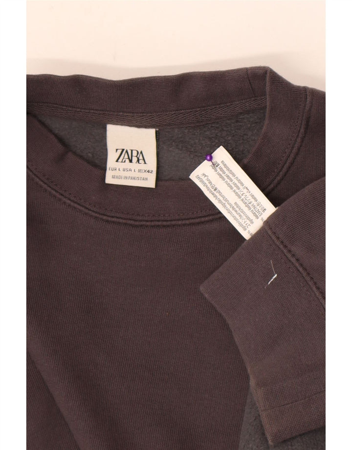 Zara Herren-Sweatshirt-Pullover, große graue Baumwolle