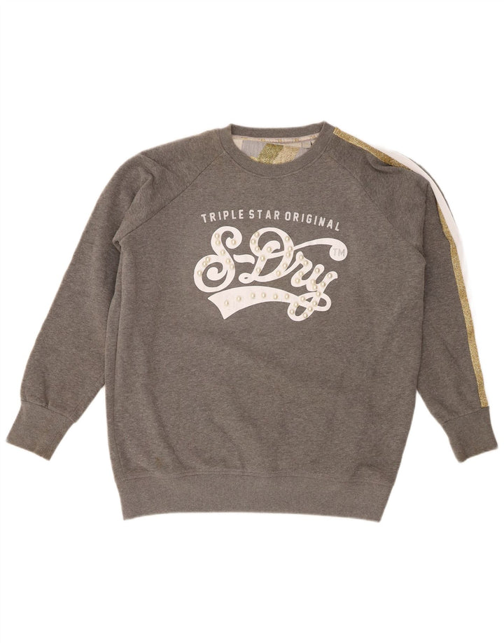 Superdry Damen-Sweatshirt mit Grafik-Übergröße, Gr. 6, XS, Grau meliert