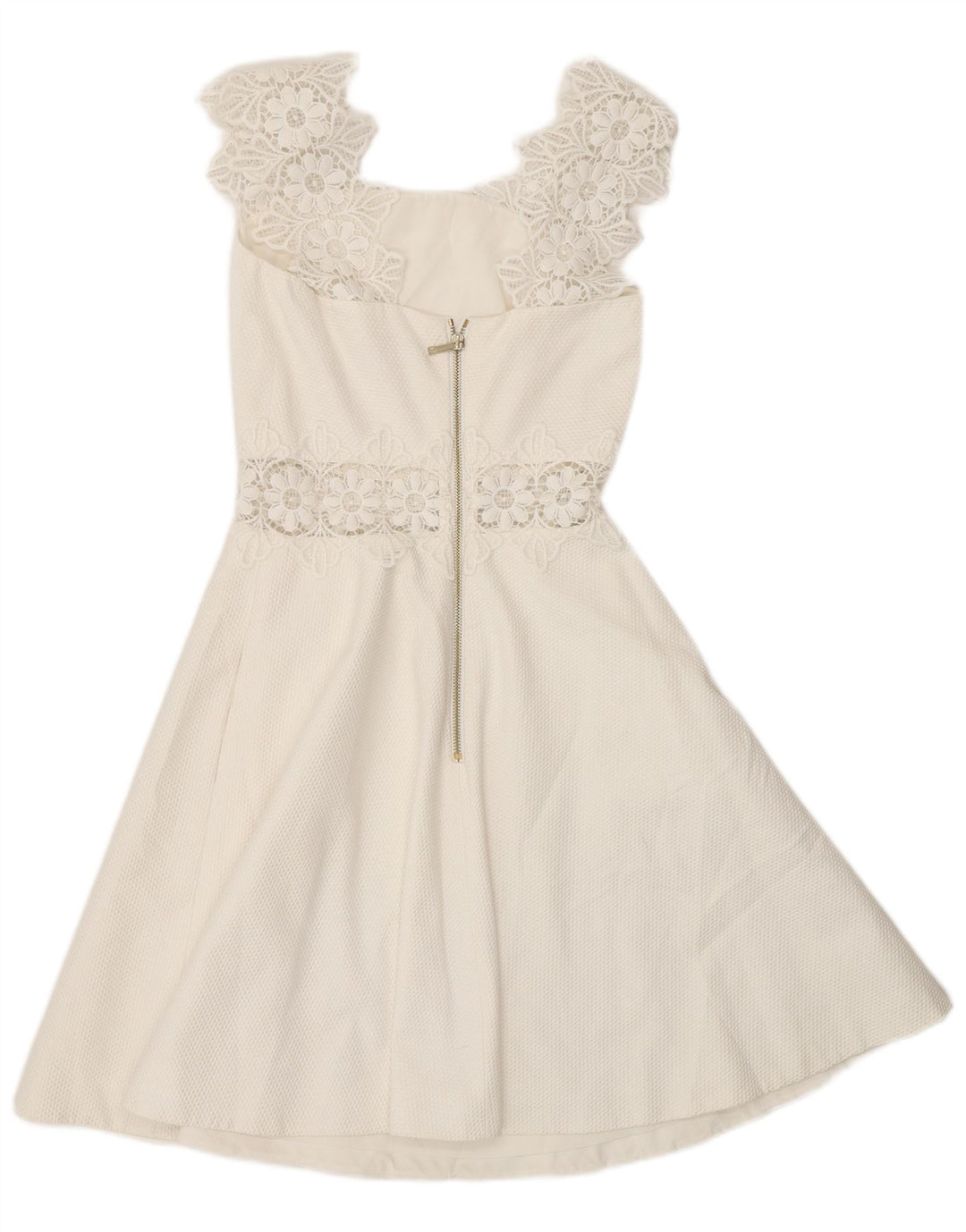 Ted Baker Damen Ärmelloses A-Linien-Kleid UK 4 XS Weiß Polyester