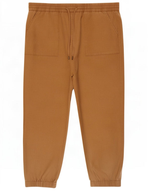 Marks & Spencer Womens Joggers Cropped Trousers UK 14 Large W34 L25 Beige