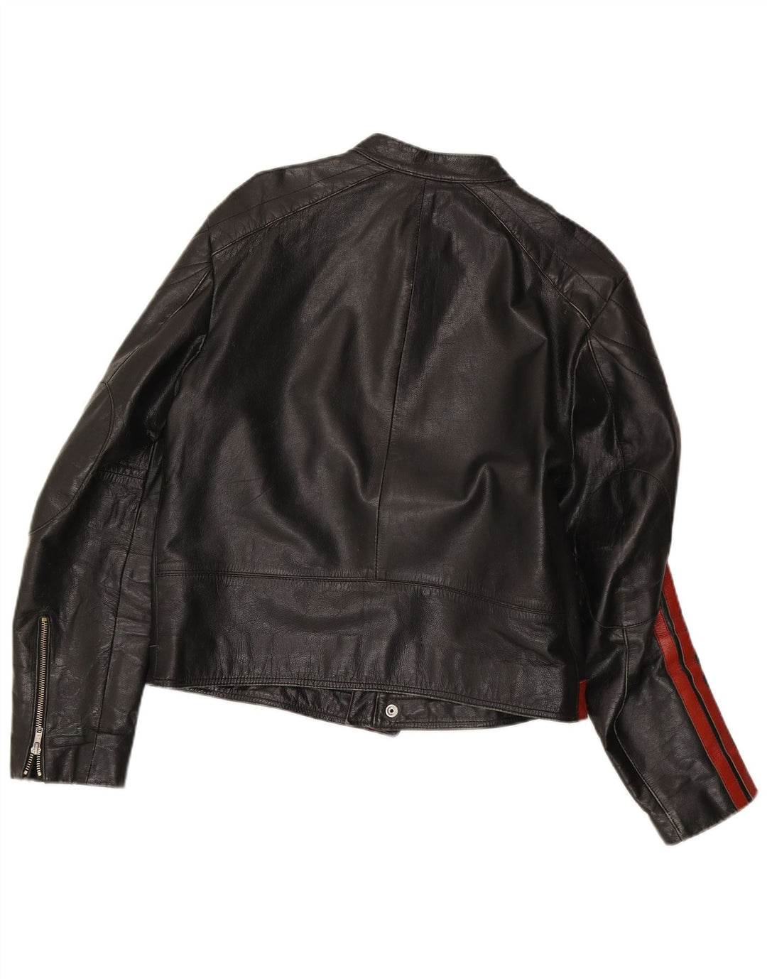 Brogden Herren Crop Graphic Lederjacke UK 42 XL Schwarz Colourblock