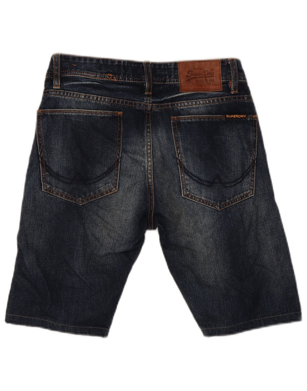 SUPERDRY Herren Officer Denim Shorts W28 Small Blaue Baumwolle