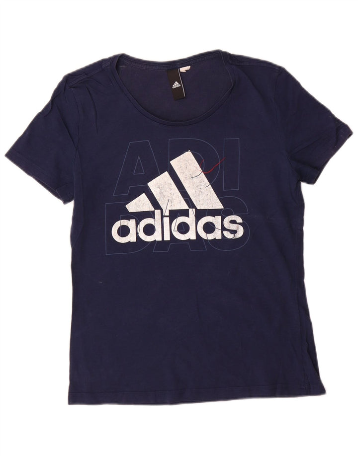 Adidas Damen Graphic T-Shirt Top UK 12 Medium Marineblau