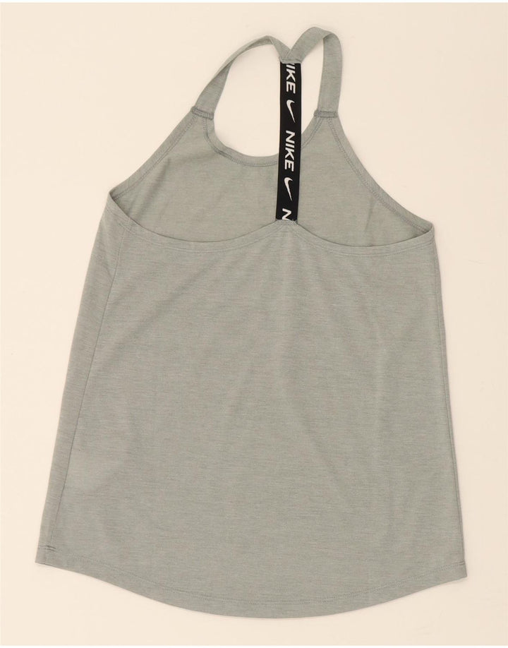 NIKE Womens Dri Fit Graphic Vest Top UK 8 Small Grey Polyester Vintage Nike and Second-Hand Nike from Messina Hembry 