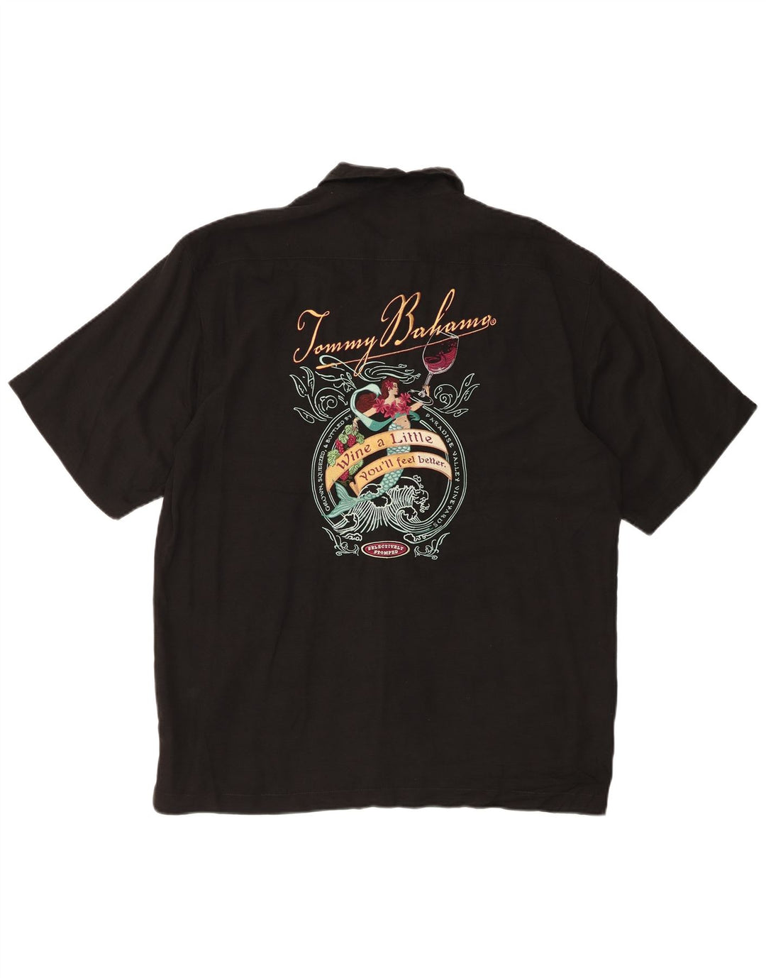 Tommy Bahama Herren-Grafik-Kurzarmhemd aus mittelschwarzer Seide