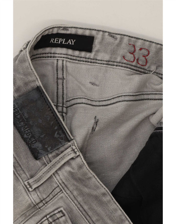 Replay Herren Distressed Slim Jeans W33 L27 Grau
