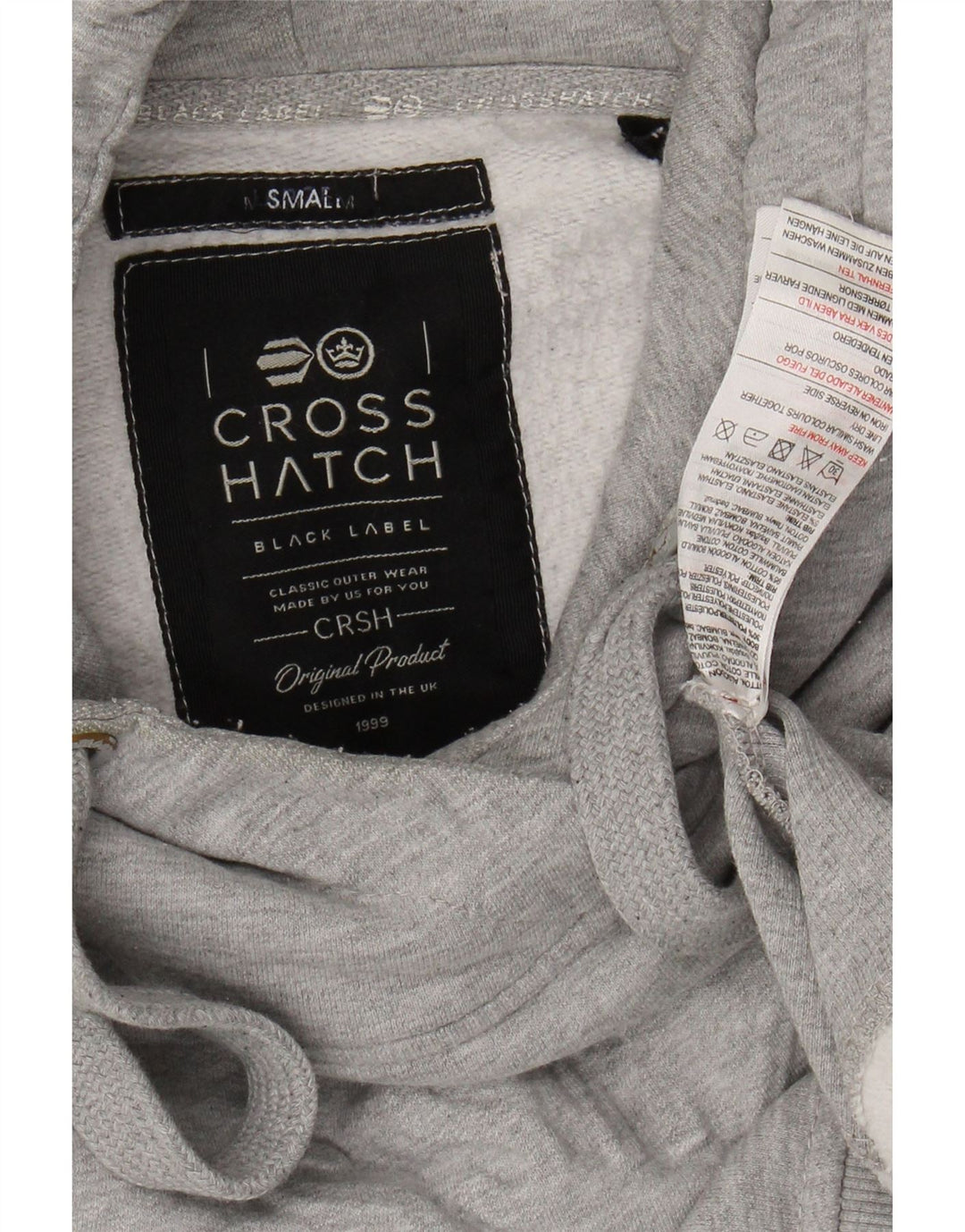 CROSSHATCH Herren-Kapuzenpullover mit Grafik, Größe S, Grau, Baumwolle