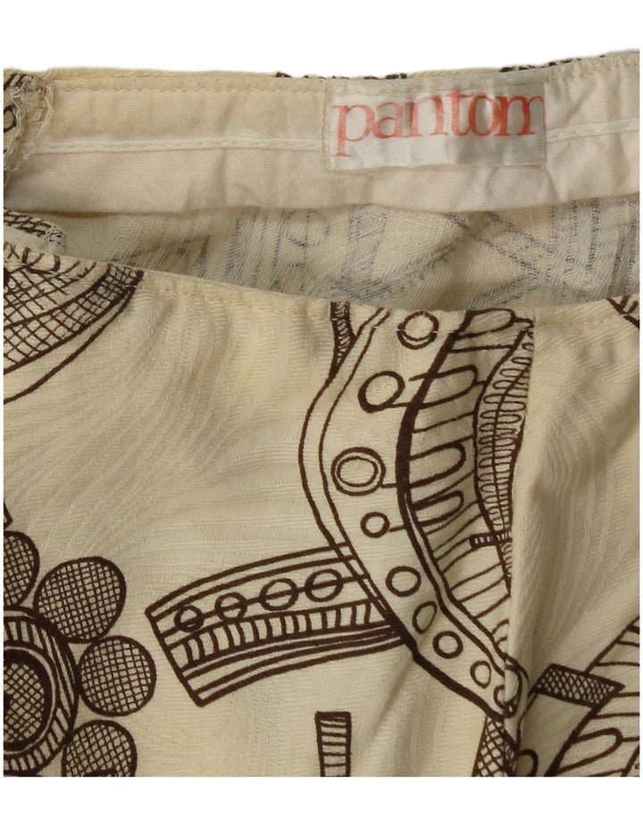 Vintage Damen Bootcut-Freizeithose mit abstraktem Muster W26 L28 Beige