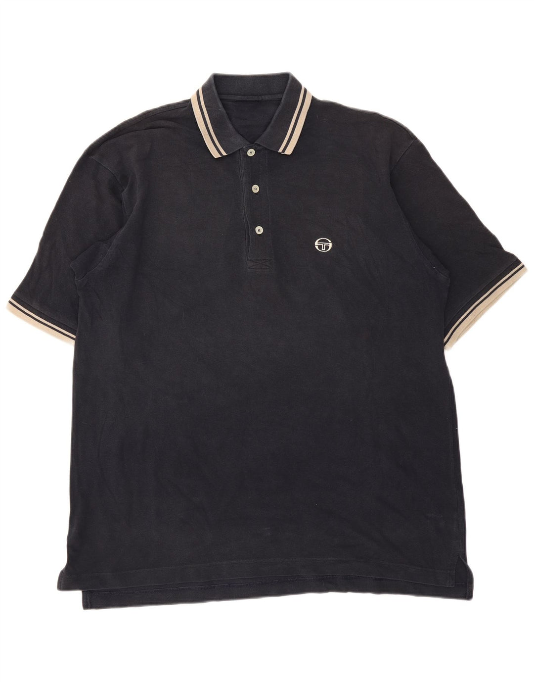 Sergio Tacchini Herren-Poloshirt, groß, schwarz gestreift