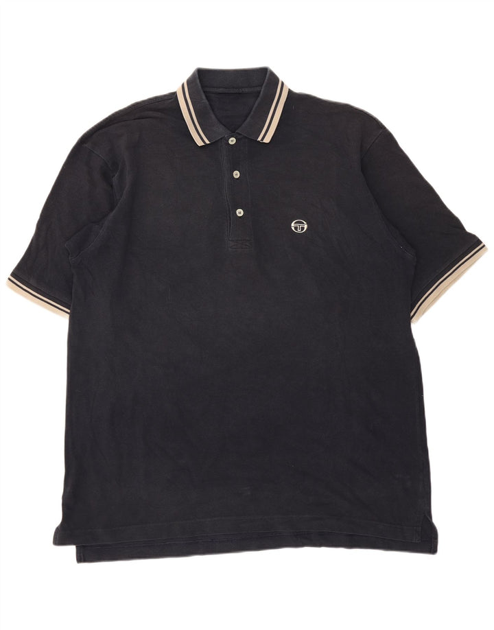 Sergio Tacchini Herren-Poloshirt, groß, schwarz gestreift