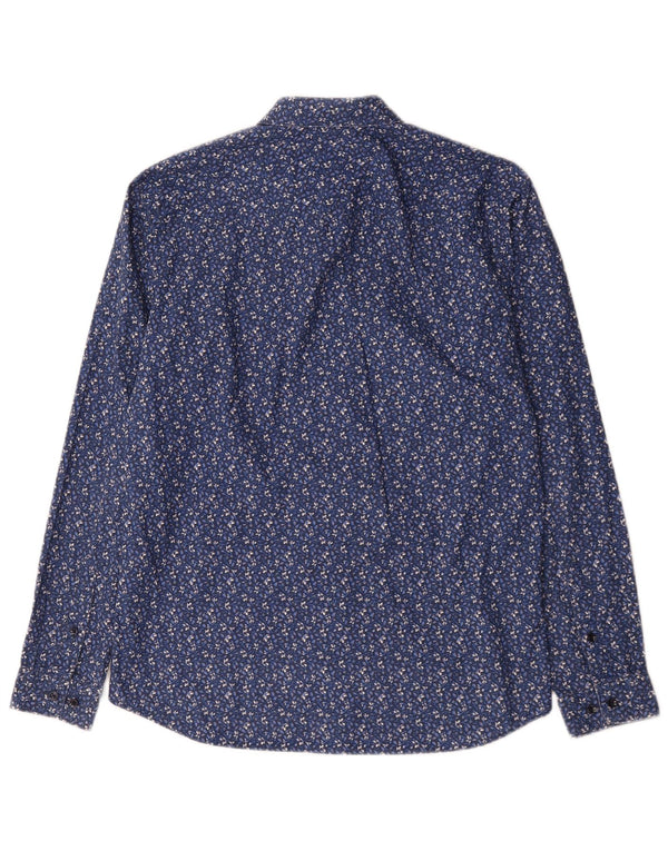 JACK & JONES Slim-Fit-Hemd für Herren, Größe 42, groß, blau, geblümt, Baumwolle