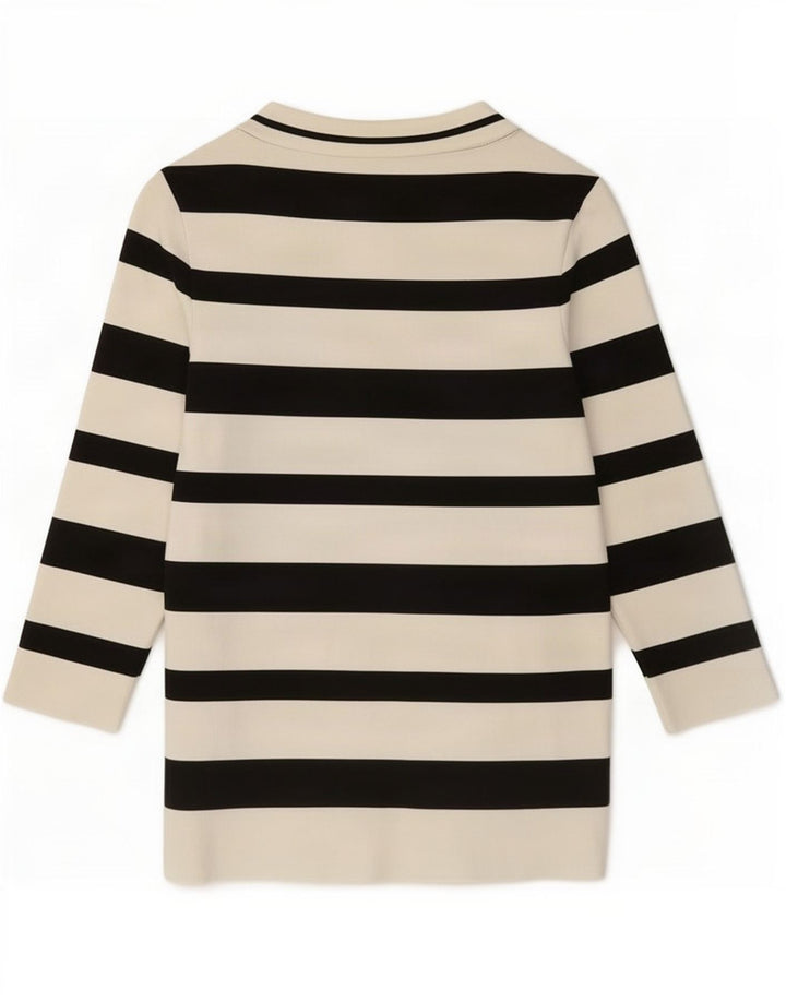 Zara Damen-Top, 3/4-Ärmel, UK-Größe 44, Größe L, weiß gestreift, Polyamid