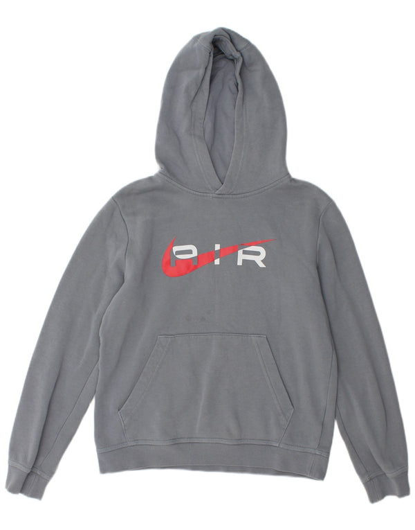 Nike Jungen-Pullover mit grafischem Kapuzenpullover, 12–13 Jahre, groß, graue Baumwolle