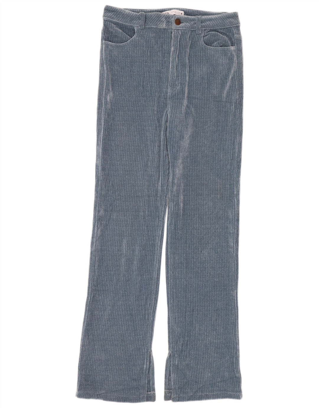 Gerade Cordhose für Damen von Zara, EU 40, Mittel W30 L30, Blau, Polyester