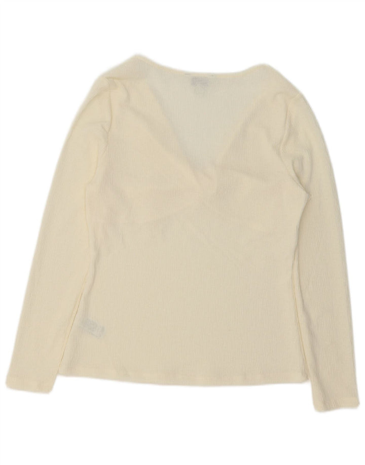 Marks & Spencer Damen Top Langarm UK 14 Medium Off White Polyester