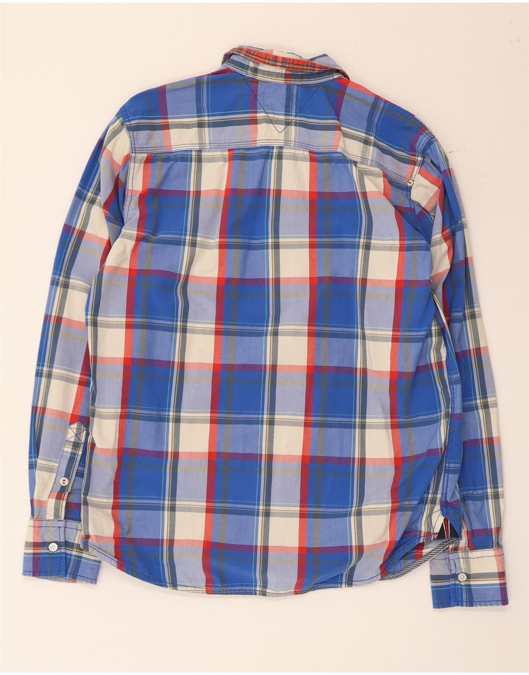Tommy Hilfiger Herrenhemd, groß, blau kariert, Baumwolle