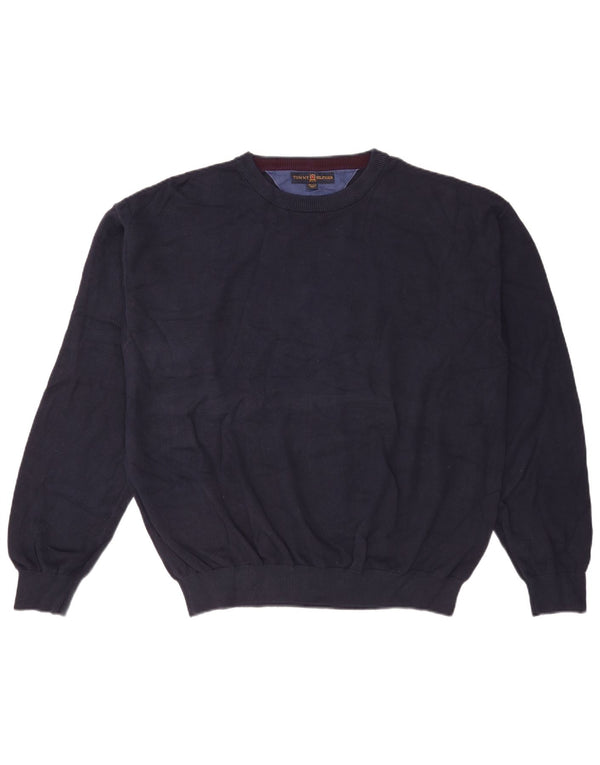 Tommy Hilfiger Herren-Pullover mit Rundhalsausschnitt, 2XL, Marineblau, Baumwolle