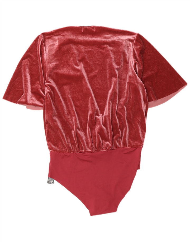 Zara Damen Velours-Bodysuit UK 16 Large Rosa Polyester