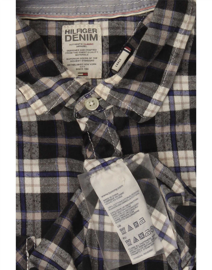 Tommy Hilfiger Herren-Flanellhemd, groß, blau kariert, Baumwolle