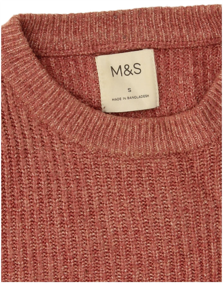 Marks & Spencer Herren-Pullover mit Rundhalsausschnitt, Größe S, kastanienbraunes Polyamid