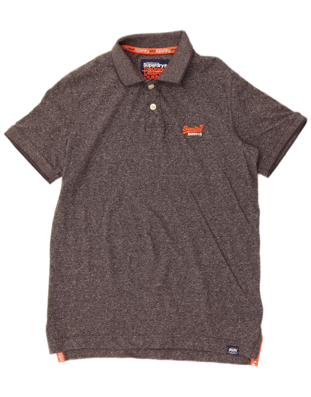 Superdry Herren-Poloshirt, Größe S, grau gefleckte Baumwolle