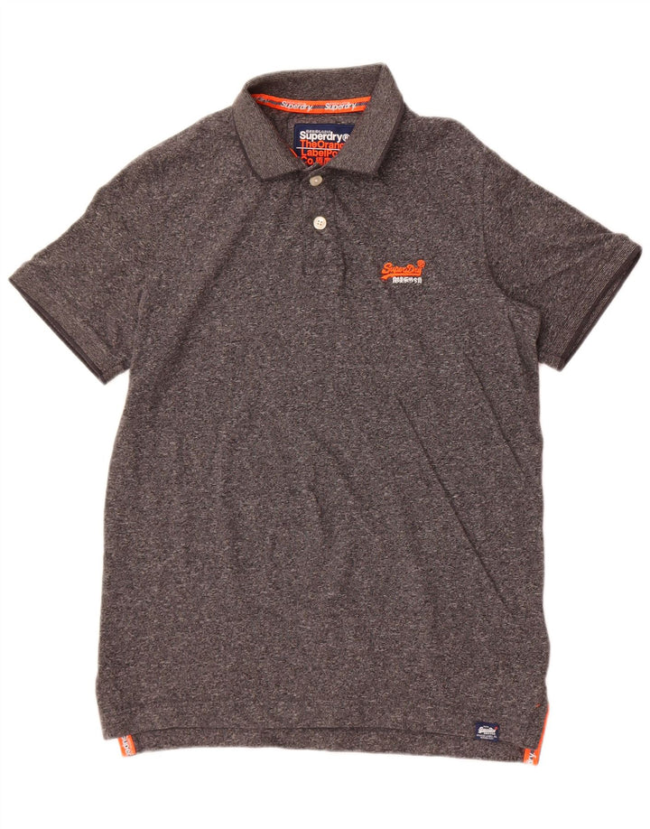 Superdry Herren-Poloshirt, Größe S, grau gefleckte Baumwolle