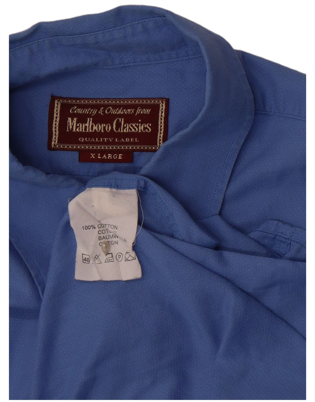 Marlboro Classics Herrenhemd XL, blaue Baumwolle