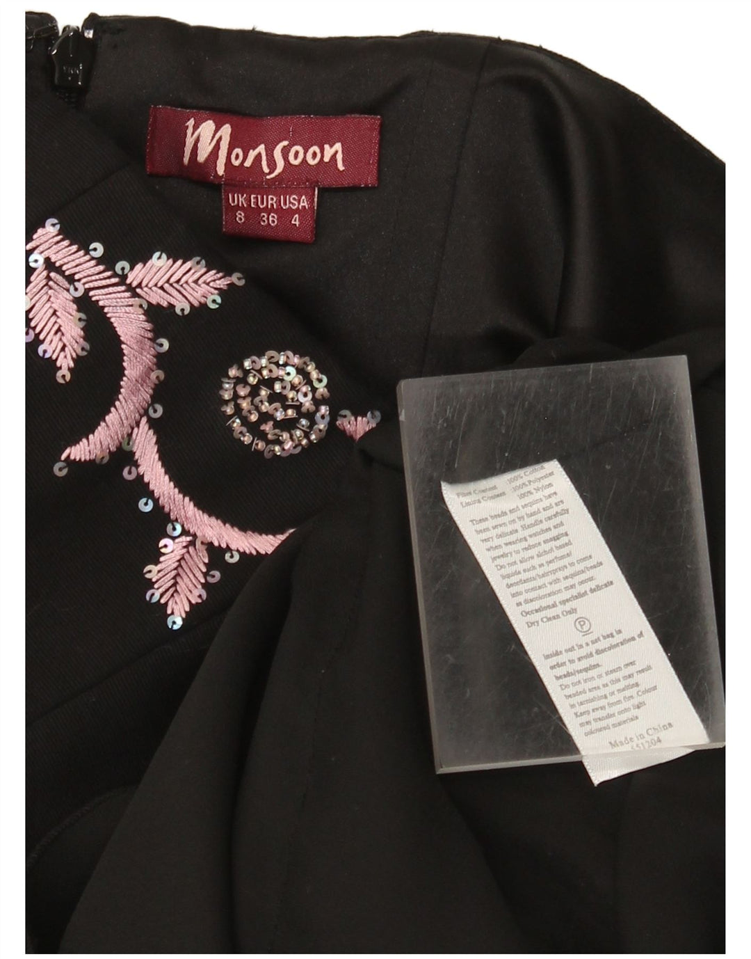 Trägerloses Damenkleid von Monsoon, Größe S, Größe S, Schwarz, Baumwolle