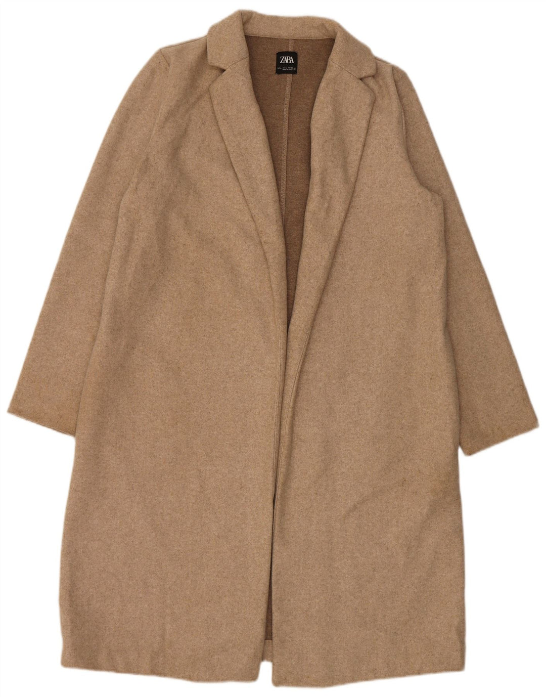 Zara Damen Mantel UK 16 Large Beige Polyester