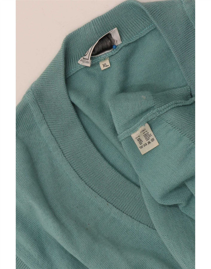Vintage Herren Ärmelloser Cardigan Pullover XL Blaue Wolle