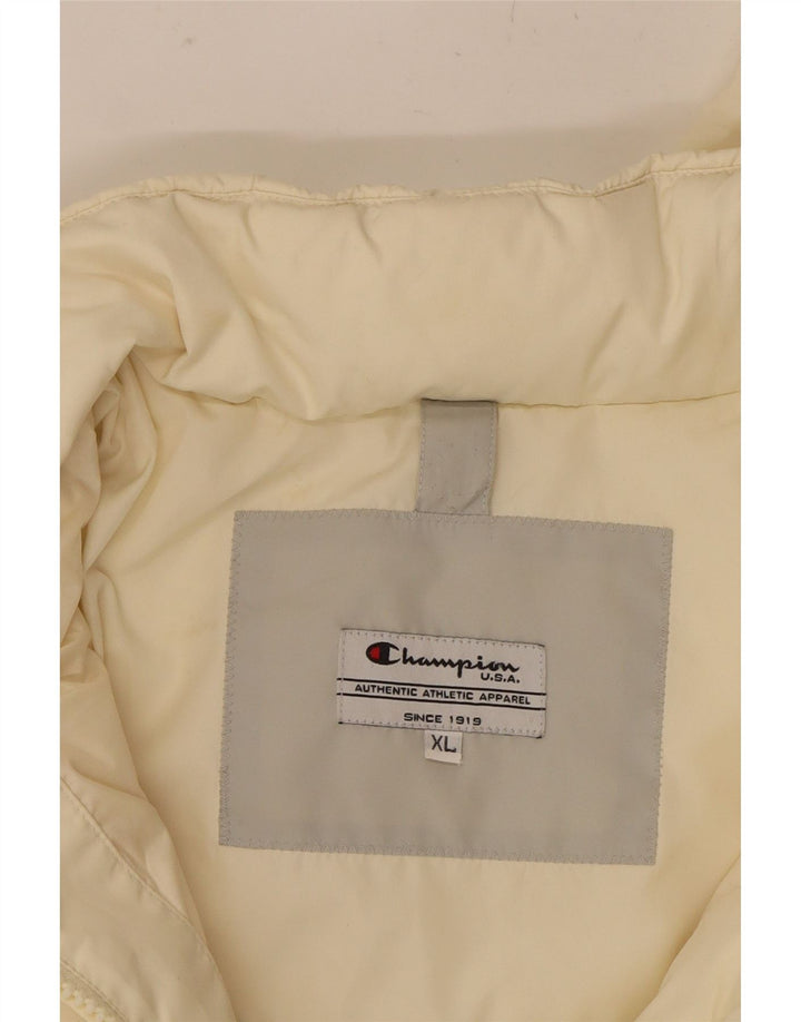 CHAMPION Womens Padded Jacket UK 18 XL Off White Polyester Vintage Champion and Second-Hand Champion from Messina Hembry 