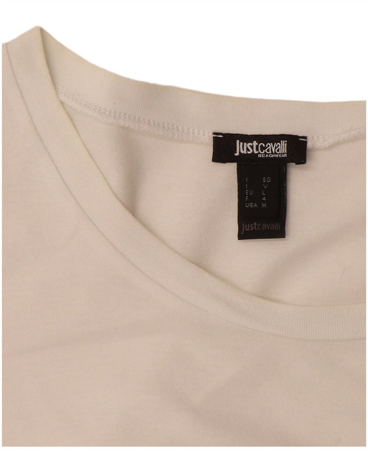 Just Cavalli Herren-T-Shirt mit Grafik, Größe L, aus weißer Baumwolle