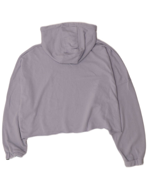 Ellesse Womens Crop Oversized Hoodie Pullover UK 12 Mittellila Baumwolle