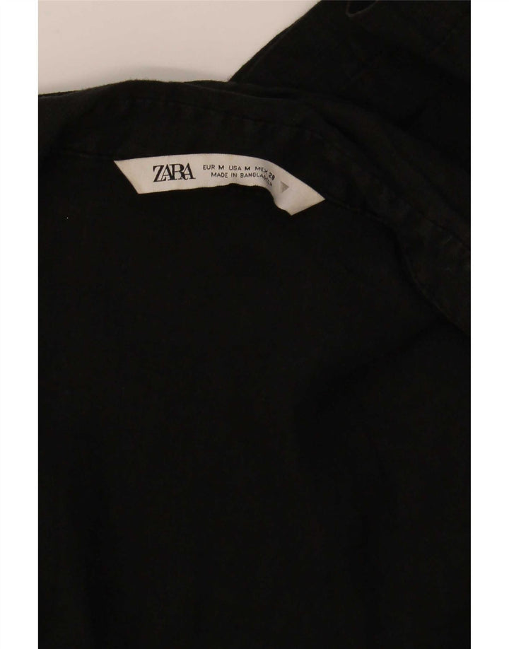 Zara Damen Crop Wrap Shirt Bluse UK 12 Medium Schwarz