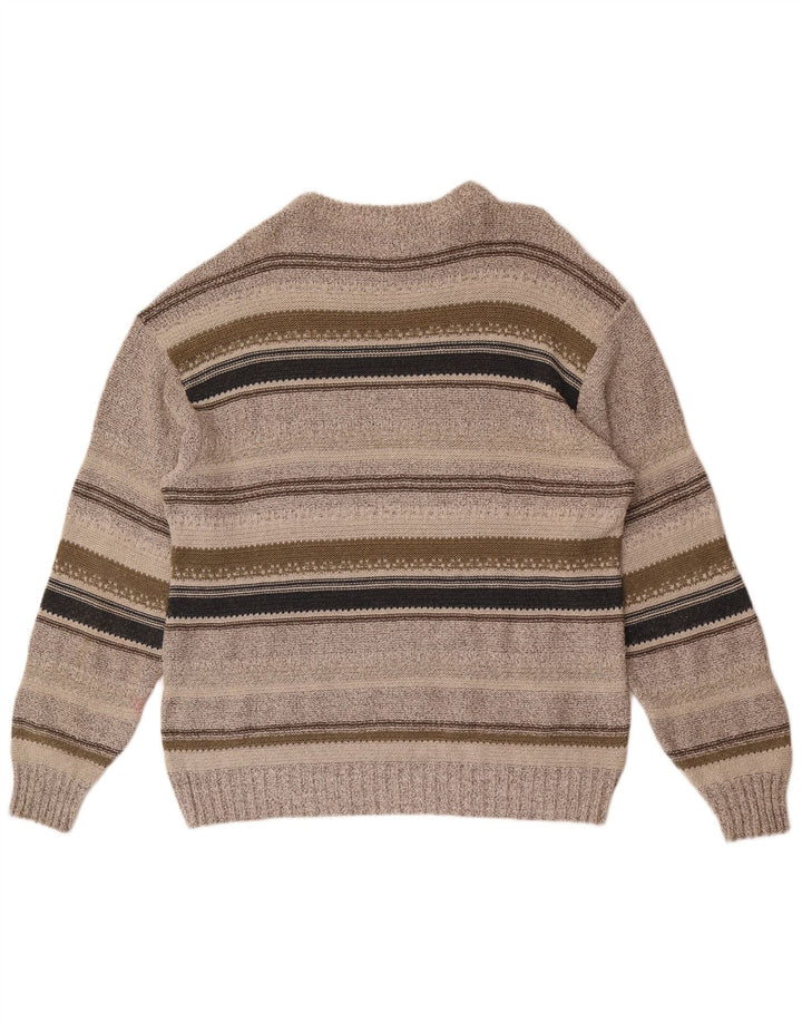 Angelo Litrico Herren-Pullover mit U-Boot-Ausschnitt, mittelgrau gestreifte Baumwolle