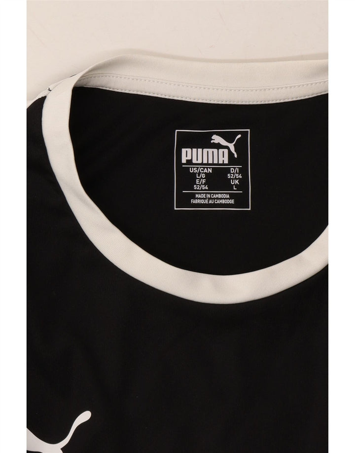 PUMA Mens Graphic Top Long Sleeve Large Black Colourblock Polyester Vintage Puma and Second-Hand Puma from Messina Hembry 