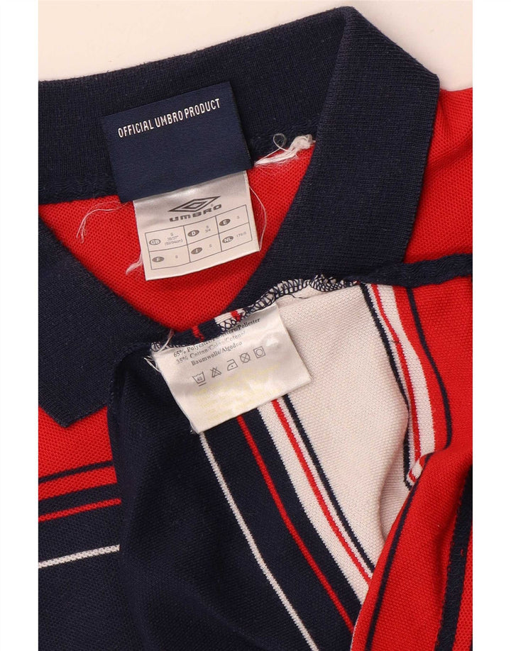 Umbro Herren-Poloshirt UK 35/37, klein, rot gestreift, Polyester