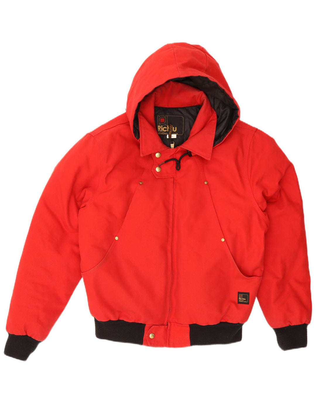 RICHLU Herren Cruz Wattierte Jacke mit Kapuze, UK 40, Größe L, Rot, Colourblock-Baumwolle