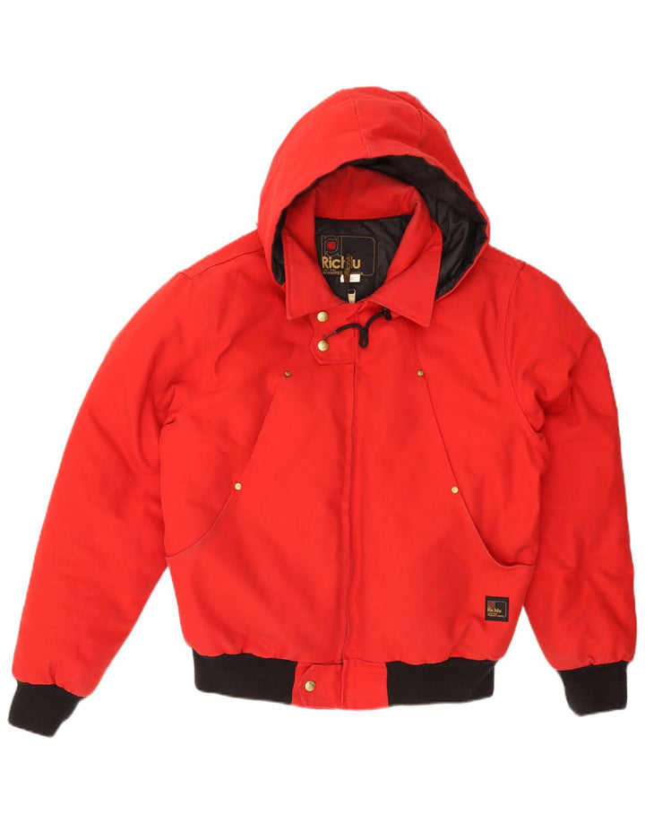 RICHLU Herren Cruz Wattierte Jacke mit Kapuze, UK 40, Größe L, Rot, Colourblock-Baumwolle