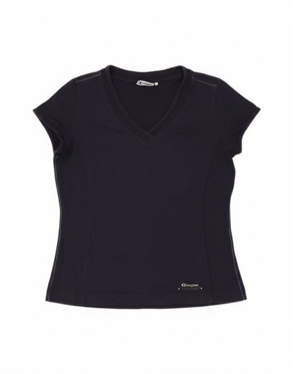 Champion Damen Easy Fit T-Shirt Top UK 10 Small Marineblau Baumwolle