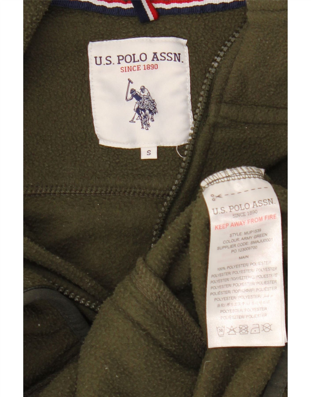 US POLO ASSN. Herren Fleecejacke Small Khaki Polyester