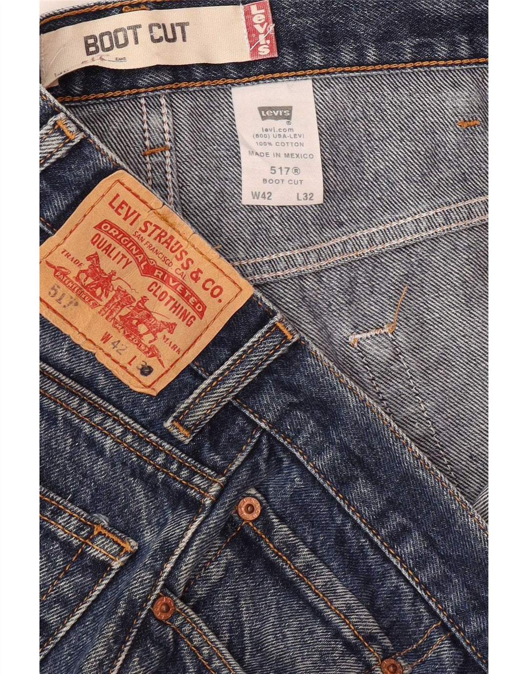 Levi's Herren 517 Bootcut Jeans W42 L32 Blaue Baumwolle