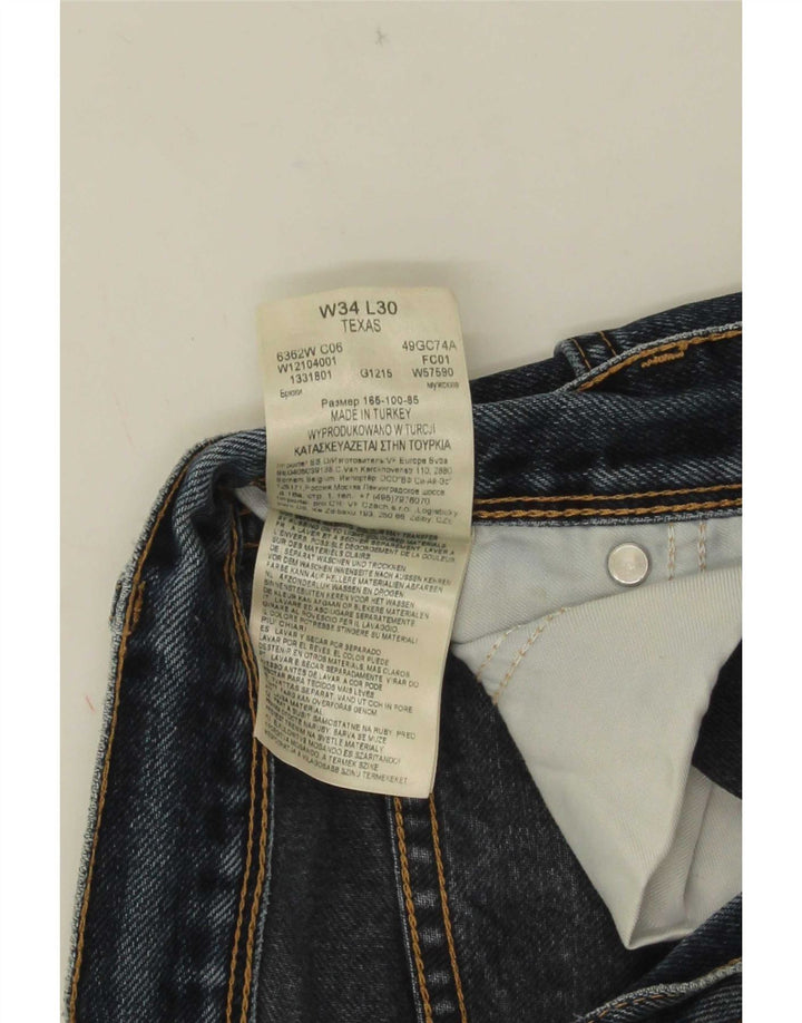 Wrangler Herren Texas Straight Jeans W34 L30 Blaue Baumwolle