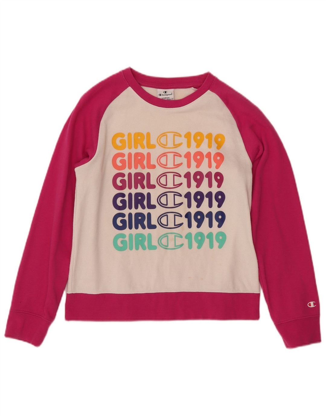 CHAMPION Sweatshirt-Pullover für Mädchen, 11–12 Jahre, groß, rosa, Farbblock