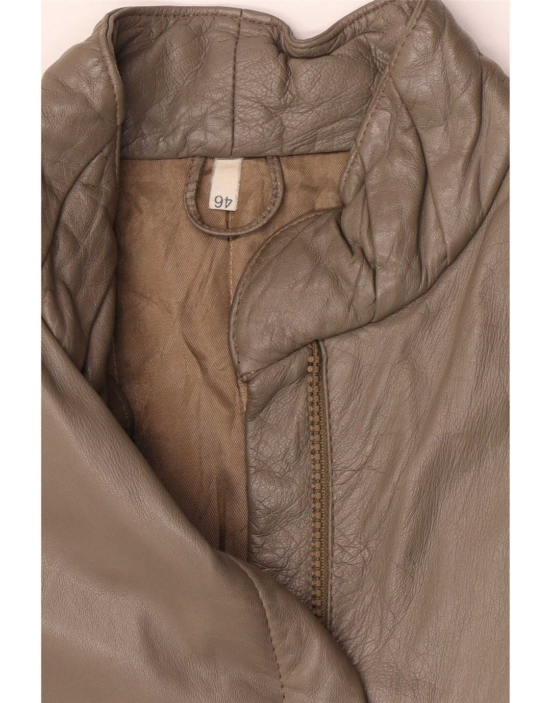 Vintage Damen Jacke mit normaler Passform, Größe 46, großes graues Leder, klassisch
