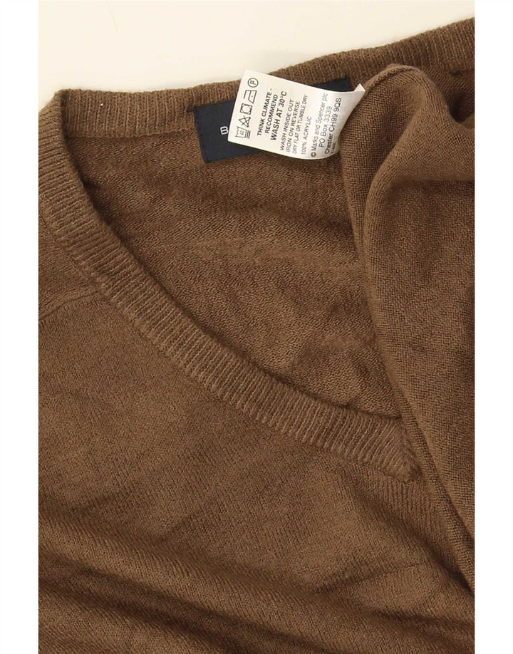 Marks & Spencer Herren Blauer Harbor-Pullover mit V-Ausschnitt Mittelbraun