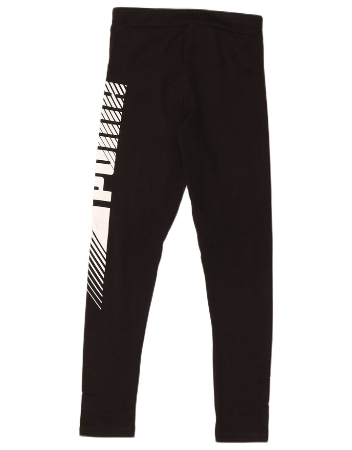 PUMA Mädchen-Grafik-Leggings, 11–12 Jahre, schwarze Baumwolle
