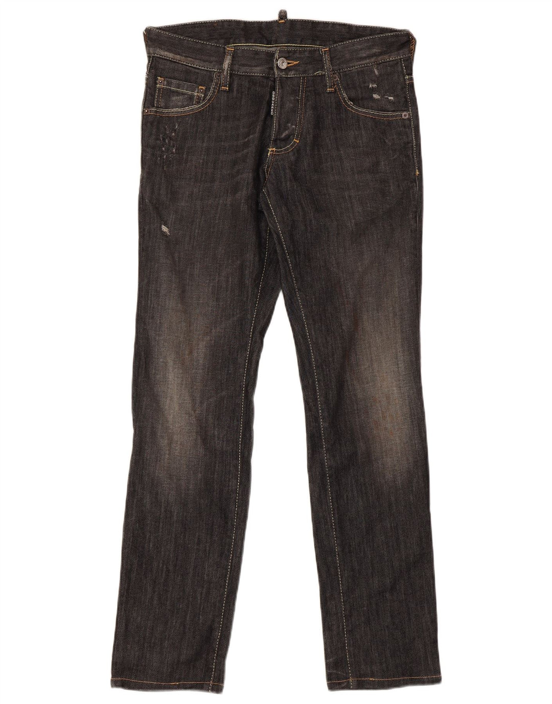 Dsquared2 Herren Distressed Straight Jeans IT 44 XS W32 L30 Graue Baumwolle